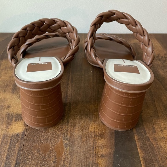 Dolce Vita Paily Square Toe Block Heel Braided Strap Sandal Brown Tan Size 10 - Picture 3 of 6